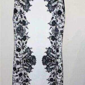 B Darlin Black & White Lace-Print Pencil Skirt